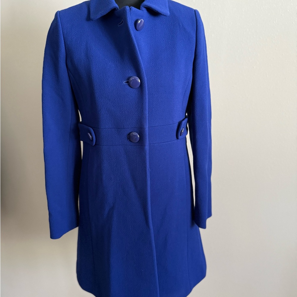 J.Crew Royal Blue Wool Coat Petite 4P Tailored Winter Coat - Picture 3 of 12
